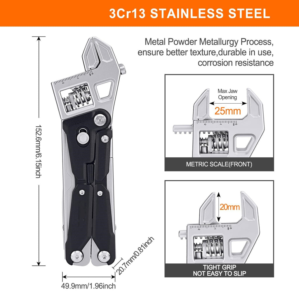 Adjustable Ratchet Multi-Tool with Pliers, Knife, Saw, and Screwdriver