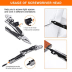 Adjustable Ratchet Multi-Tool with Pliers, Knife, Saw, and Screwdriver