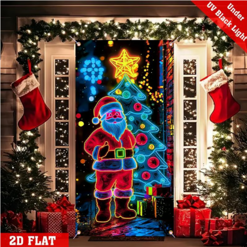 🏆Flash Sale⚡8K+ SOLD! Almost Gone-💥Fluorescent Christmas Door Cover Party Banner