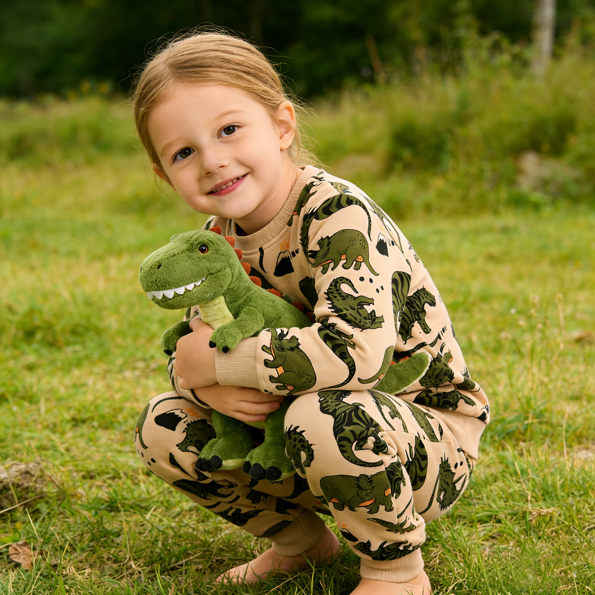 Nieuw🔥 Biologisch Katoen Kindersweatshirt-set Dinosaurus - Trendy Toddler-outfit 2026