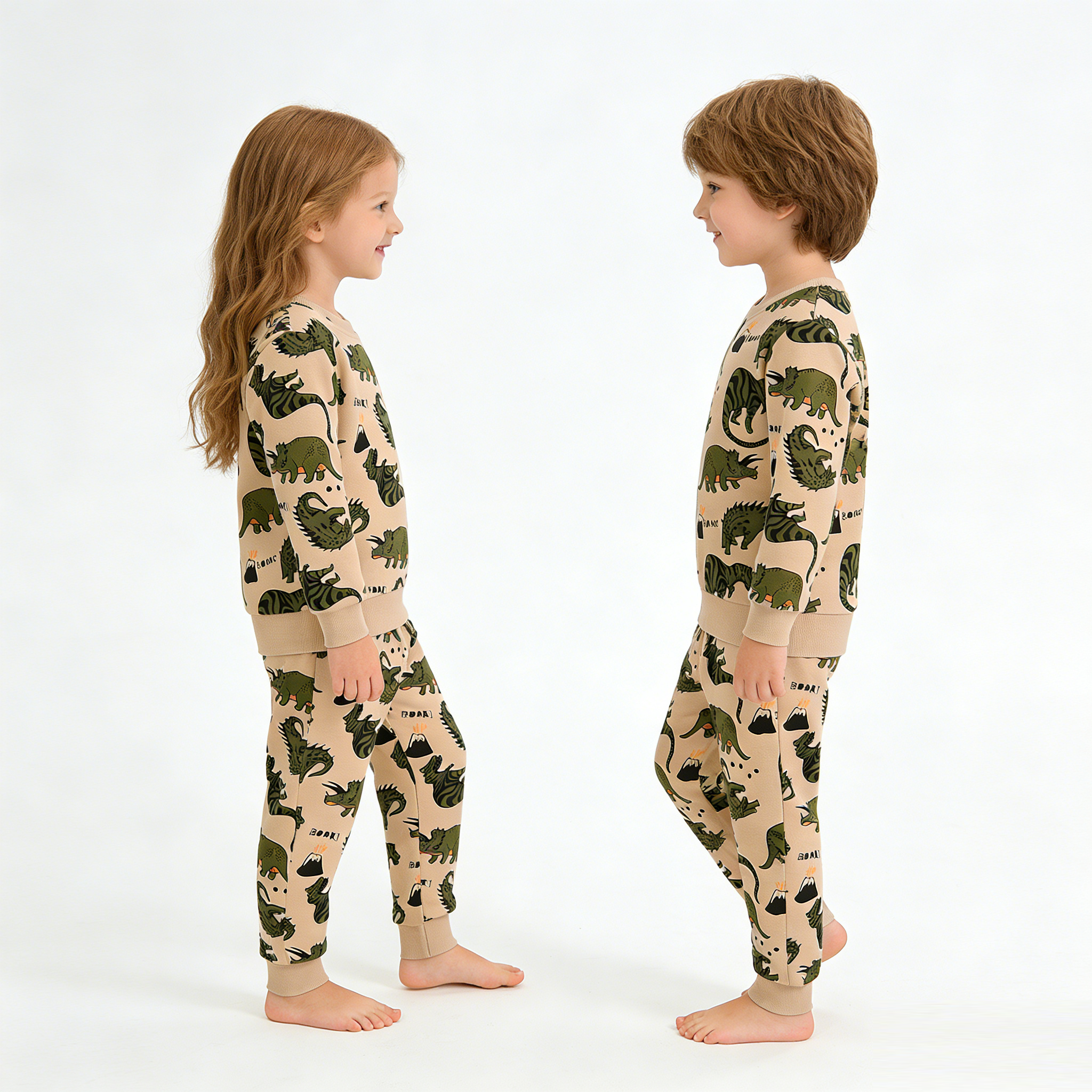 Nieuw🔥 Biologisch Katoen Kindersweatshirt-set Dinosaurus - Trendy Toddler-outfit 2026