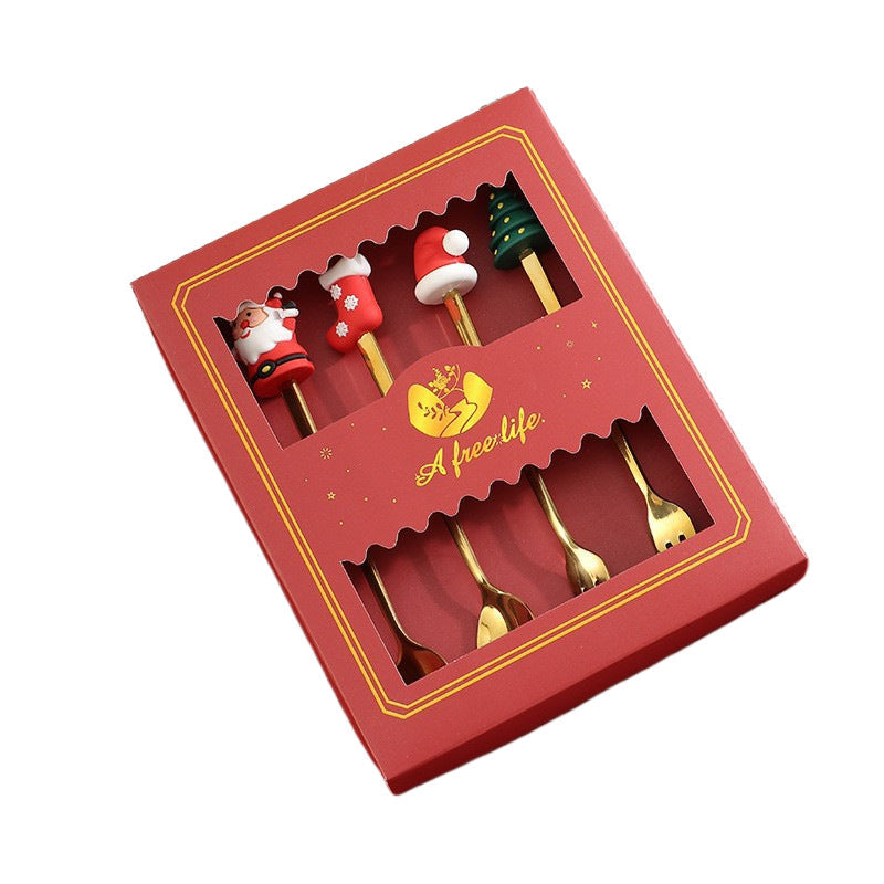 Creative Christmas Series Stainless Steel Fork and Spoon Set