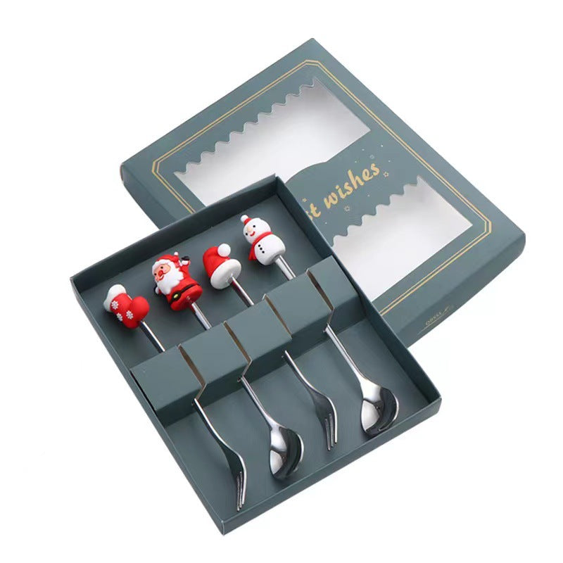 Creative Christmas Series Stainless Steel Fork and Spoon Set