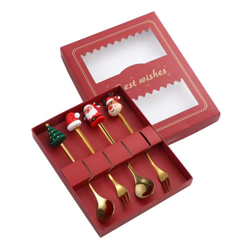 Creative Christmas Series Stainless Steel Fork and Spoon Set