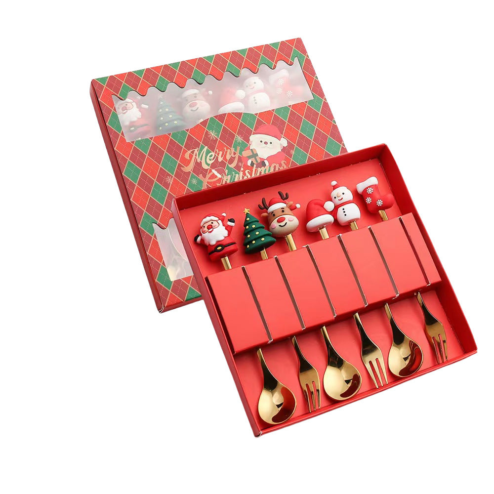 Creative Christmas Series Stainless Steel Fork and Spoon Set