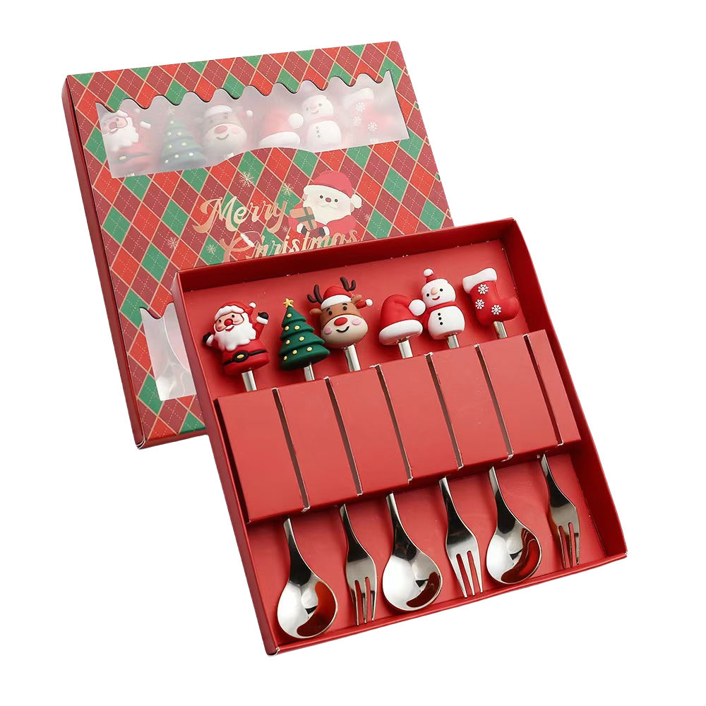 Creative Christmas Series Stainless Steel Fork and Spoon Set