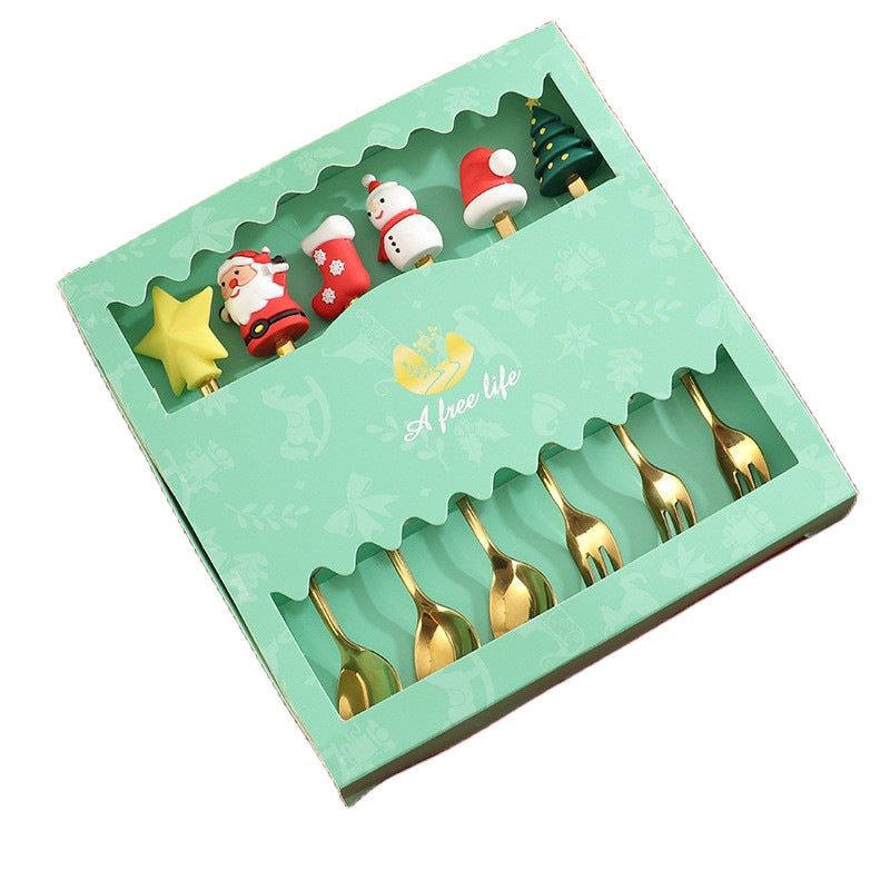 Creative Christmas Series Stainless Steel Fork and Spoon Set