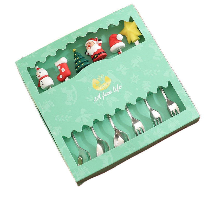 Creative Christmas Series Stainless Steel Fork and Spoon Set