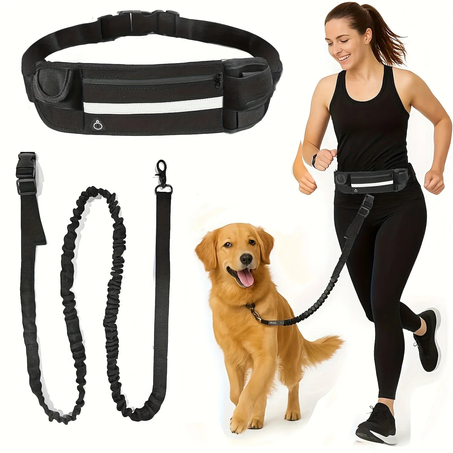 Reversible dog leash with zippered pouch