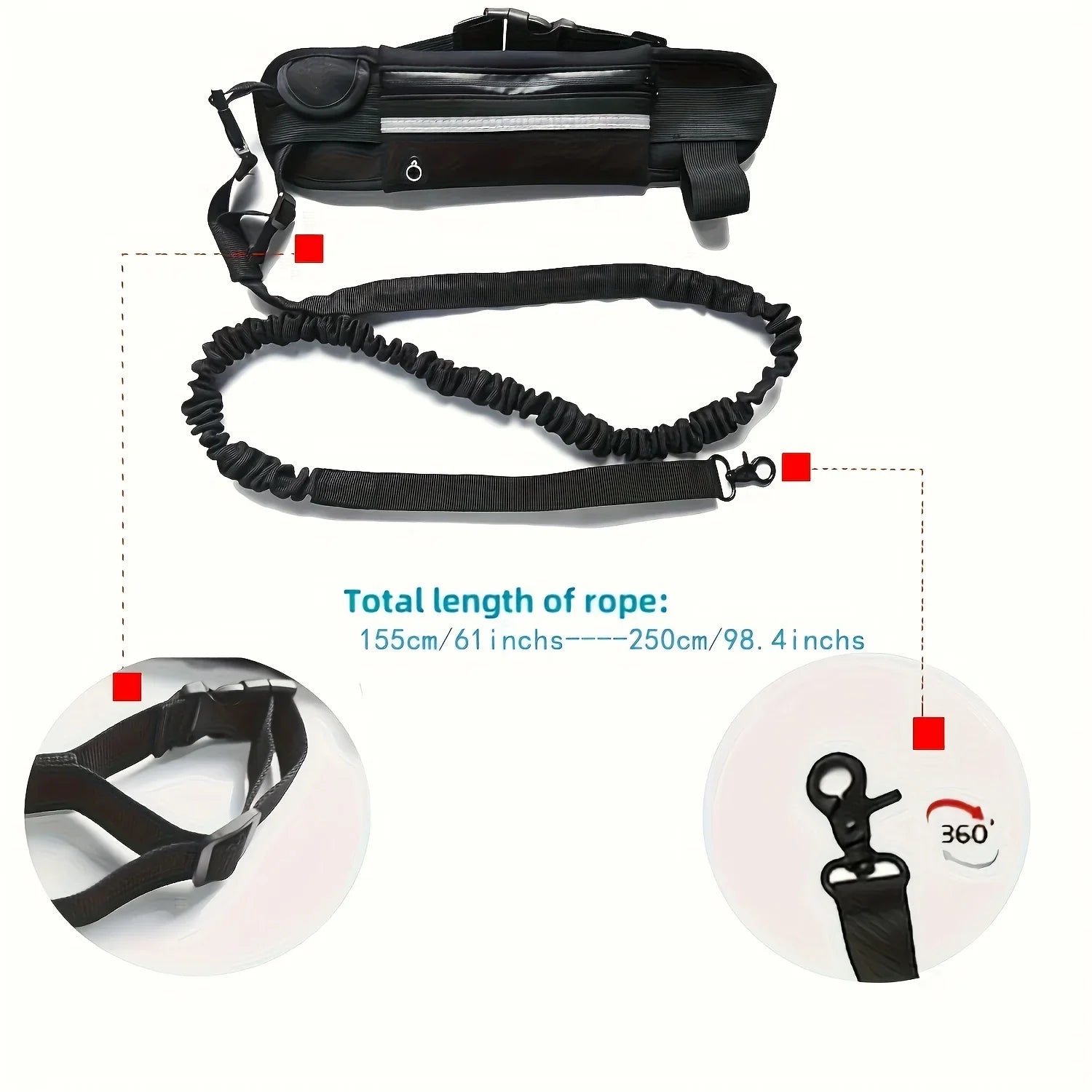 Reversible dog leash with zippered pouch