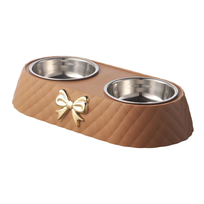 Pet Bow-tie Food Bowl Stainless Steel
