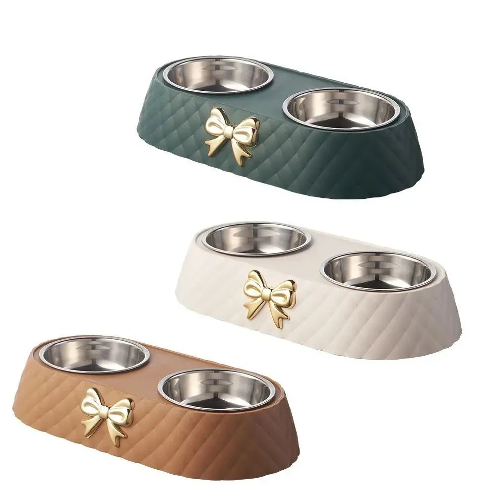 Pet Bow-tie Food Bowl Stainless Steel