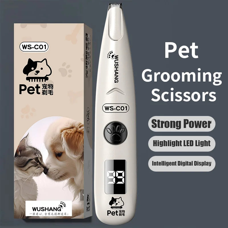 Pet Dog Electric Trimmer with LED Light Waterproof