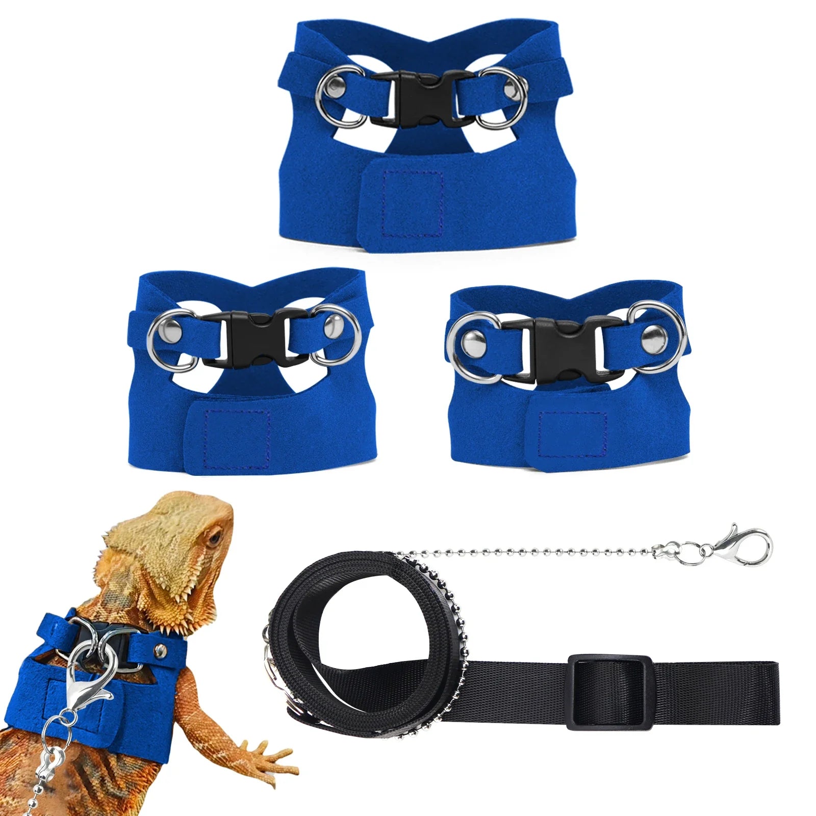 6.5FT Leash with 3 Adjustable Soft Harnesses for small pets