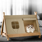 Cat Bed with Window Wooden Cat Tent