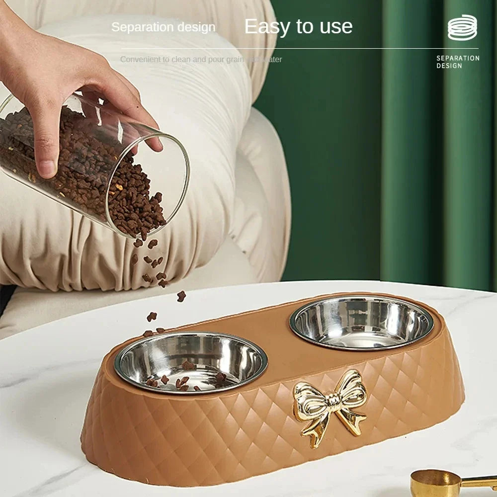 Pet Bow-tie Food Bowl Stainless Steel