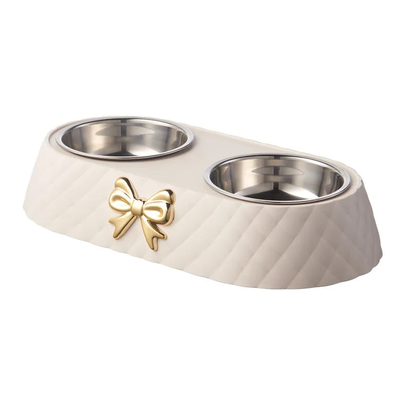 Pet Bow-tie Food Bowl Stainless Steel