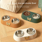Pet Bow-tie Food Bowl Stainless Steel