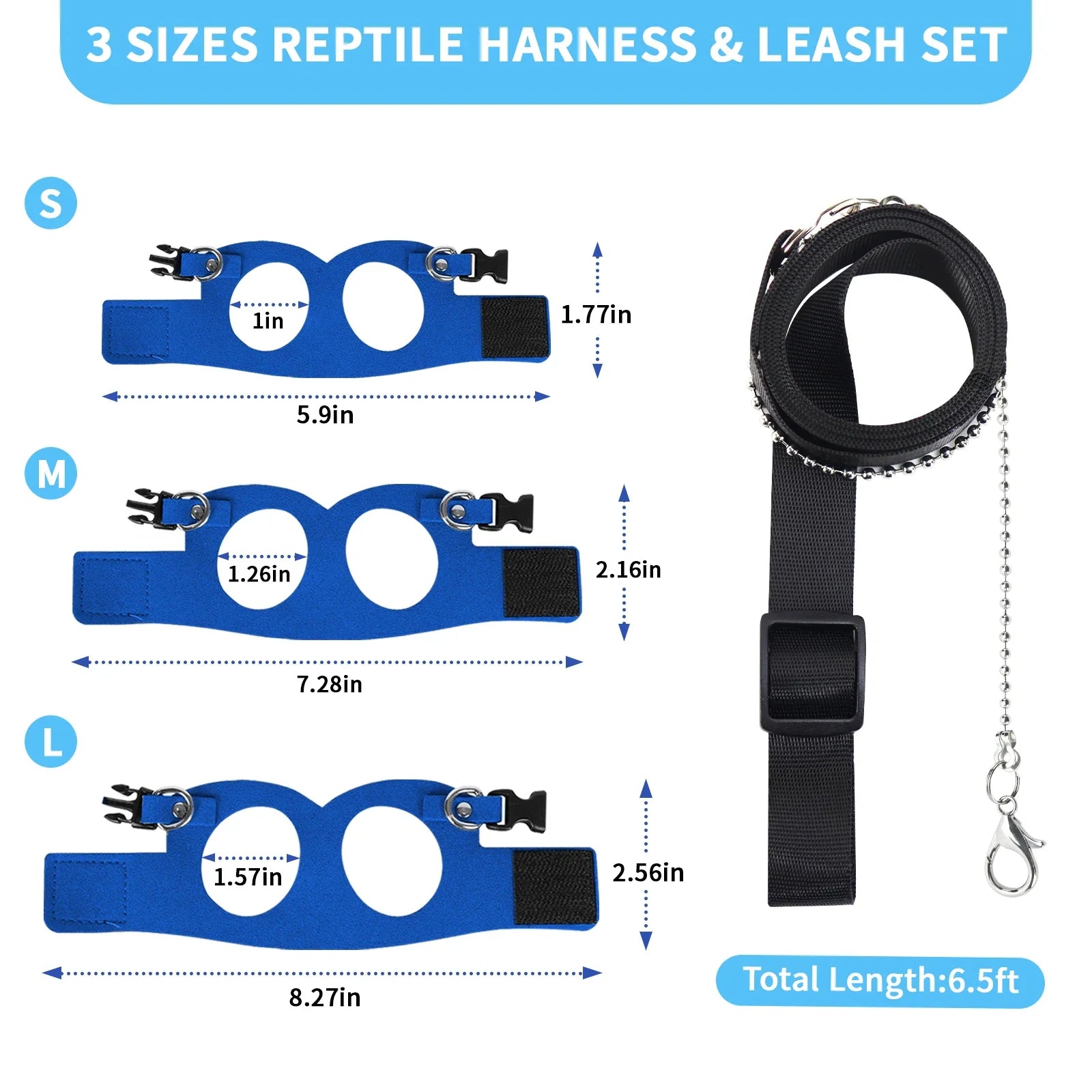 6.5FT Leash with 3 Adjustable Soft Harnesses for small pets