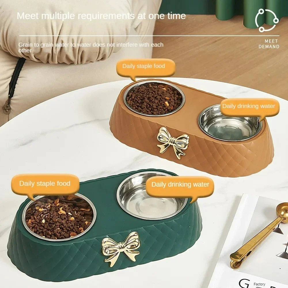 Pet Bow-tie Food Bowl Stainless Steel