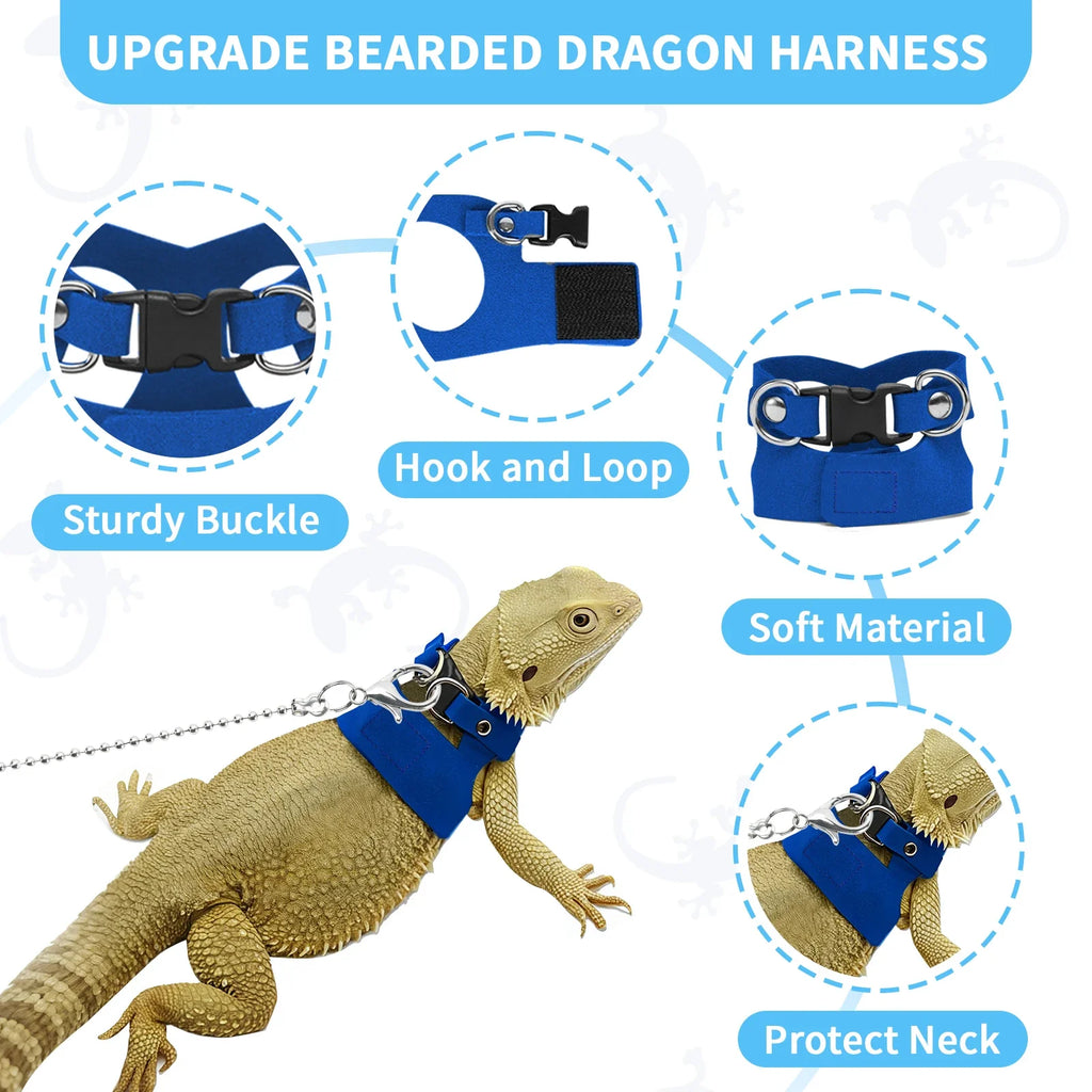 6.5FT Leash with 3 Adjustable Soft Harnesses for small pets