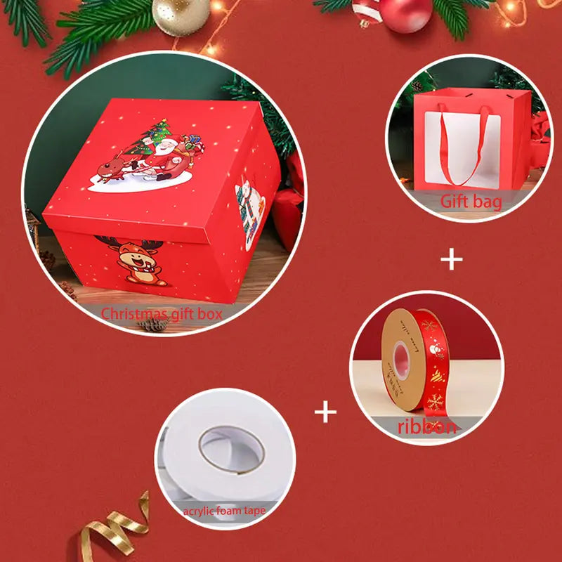 4-Story Surprise Explosion Gift Box with Ribbon, Multi-Pocket Snack & Candy Storage