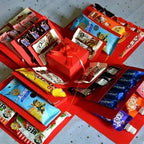 4-Story Surprise Explosion Gift Box with Ribbon, Multi-Pocket Snack & Candy Storage